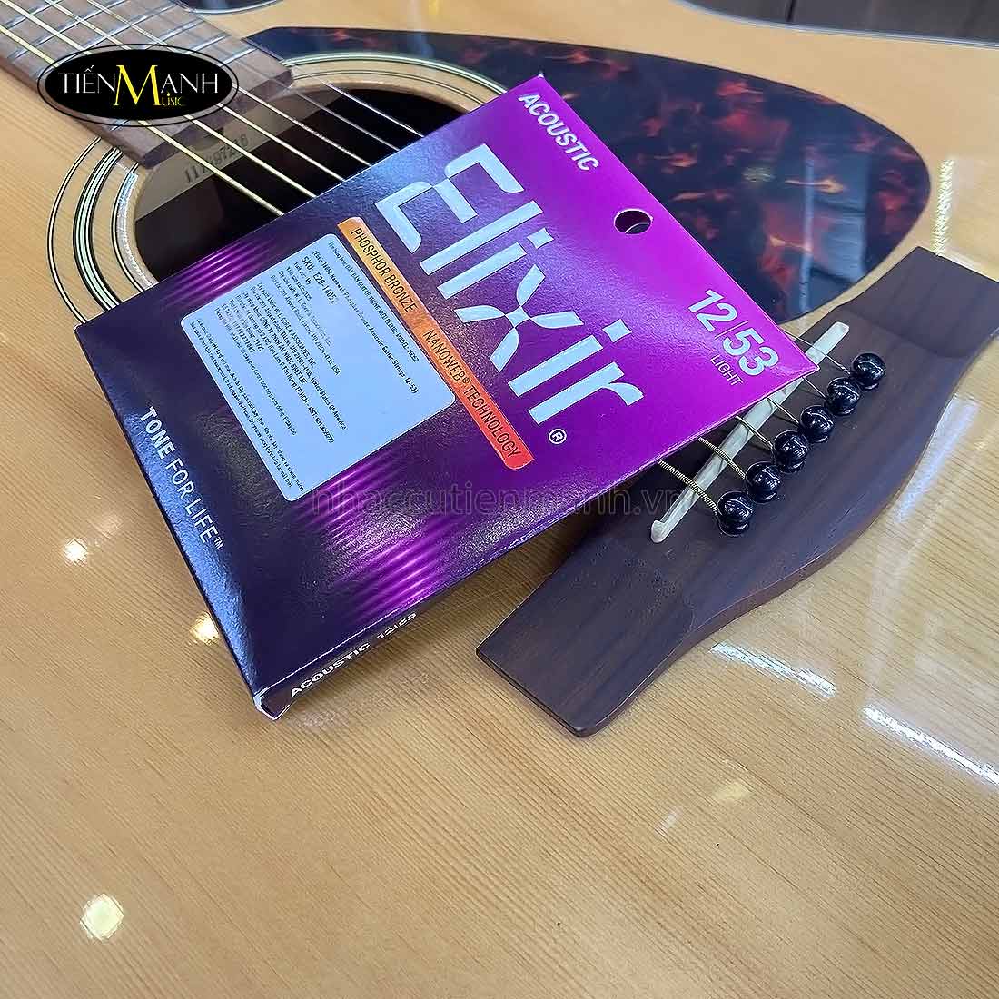 Dây Đàn Guitar Acoustic Elixir 16052 ( 12-53 ) Phosphor Bronze - Phủ lớp Nanoweb