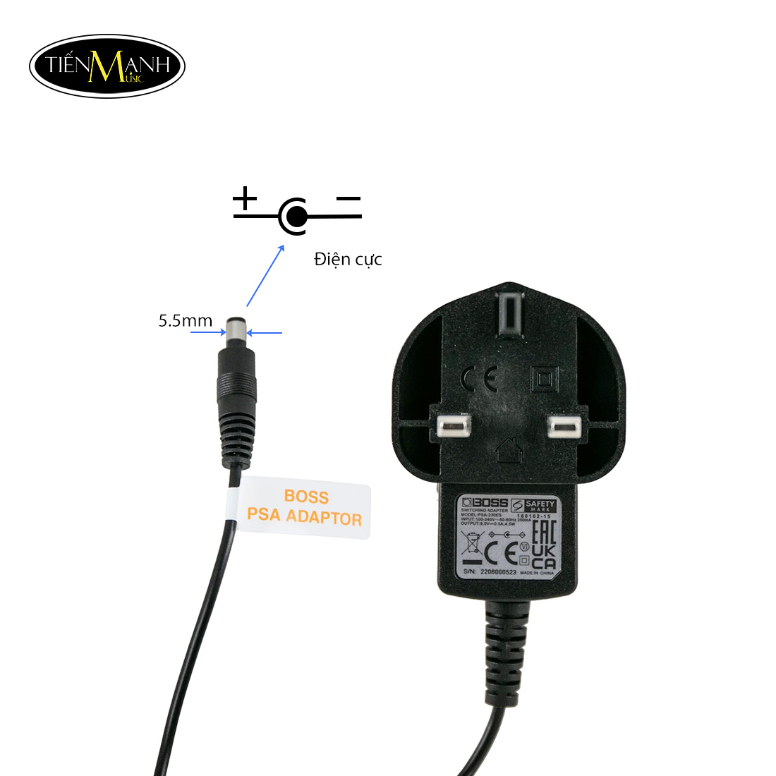 Nguồn Adaptor Cho Phơ Boss PSA-230ES2 ( 9V-0.5A ) AC Adapter, UK Plug