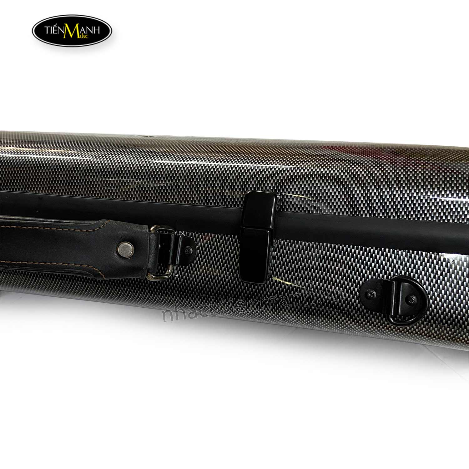 Hộp đàn violin carbon tròn thường màu đen chấm bi size 4/4
