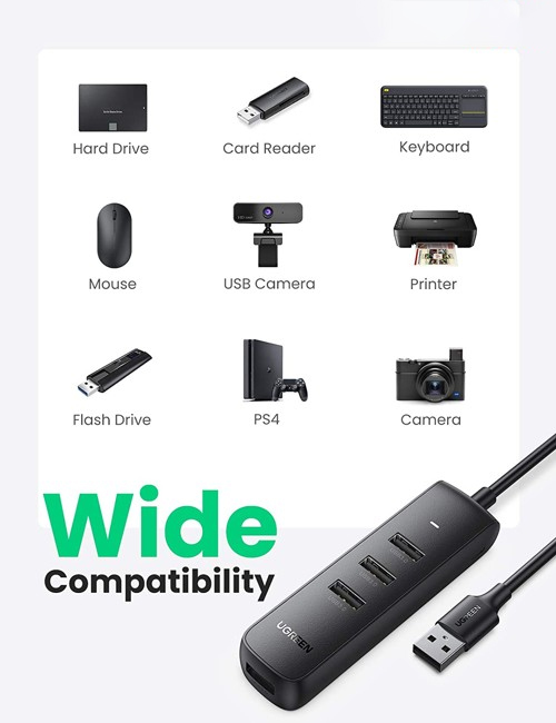 Bộ Hub Chia USB 3.0 Type-A Ra 4 Cổng USB 3.0 Type-A Ugreen CM416 ( 10915 ) - Nguồn cấp Micro-USB