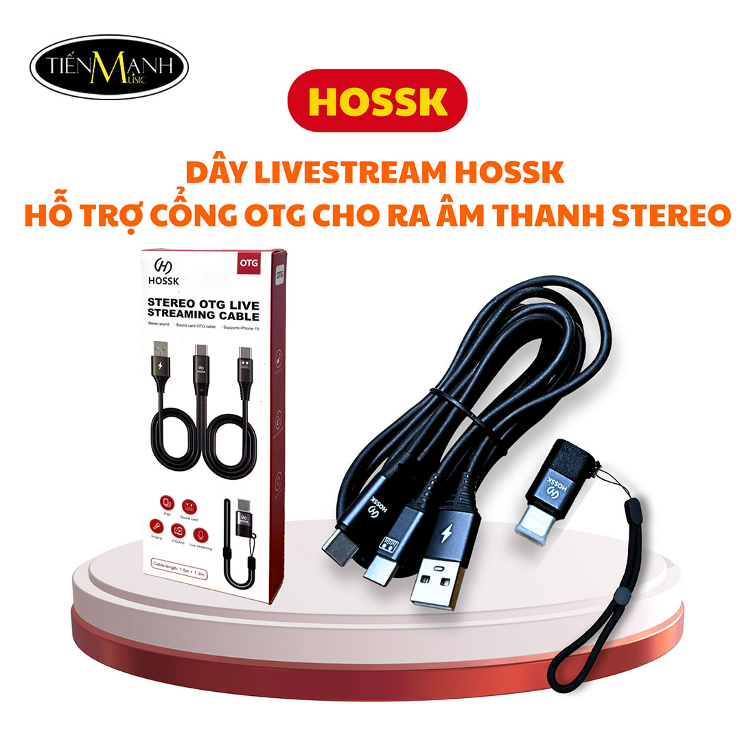 Dây livestream Hossk Hỗ trợ cổng OTG cho âm thanh stereos