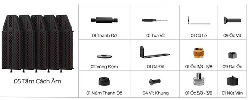 Màng Vách Chắn Tiêu Âm Cho Micro NMC VB812, 5 Cánh Khung Kim Loại