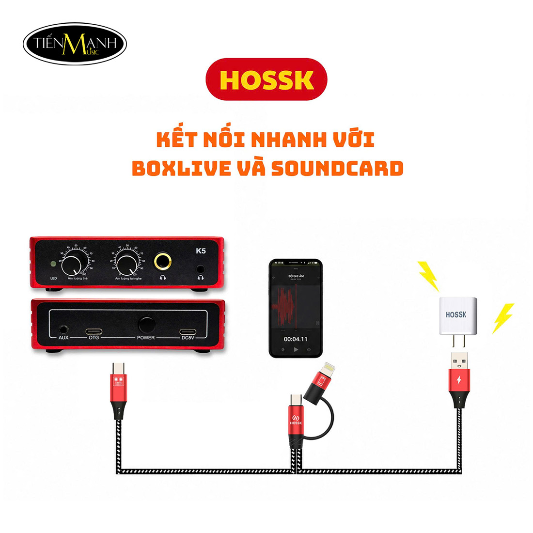 Dây Cáp OTG Cho Box Livestream và Soundcard HOSSK H1