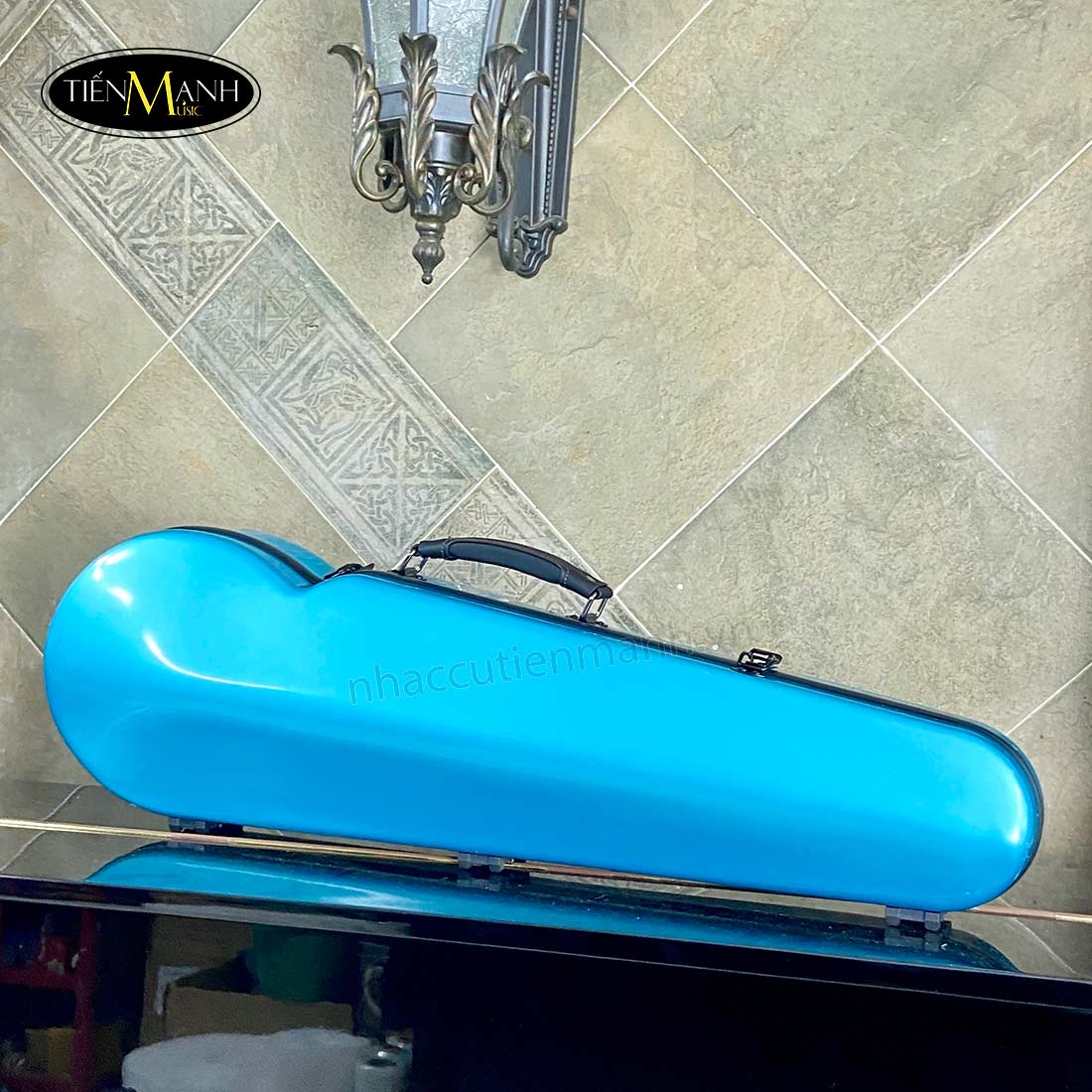 Hộp Đàn Violin Carbon Tròn Thường Màu Xanh Ngọc