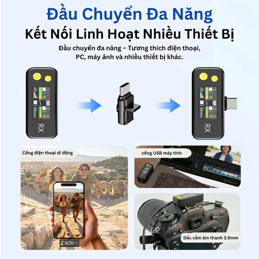 Micro Không Dây Cài Áo Hossk SH26, Micro Wireless Lightning Type-C