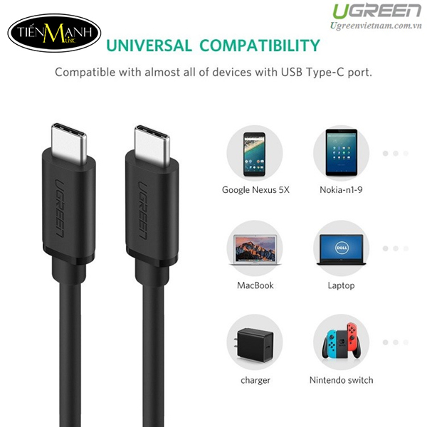 Dây Cáp USB 2.0 Type-C Sang Type-C Ugreen 50998 Dài 1.5 Mét