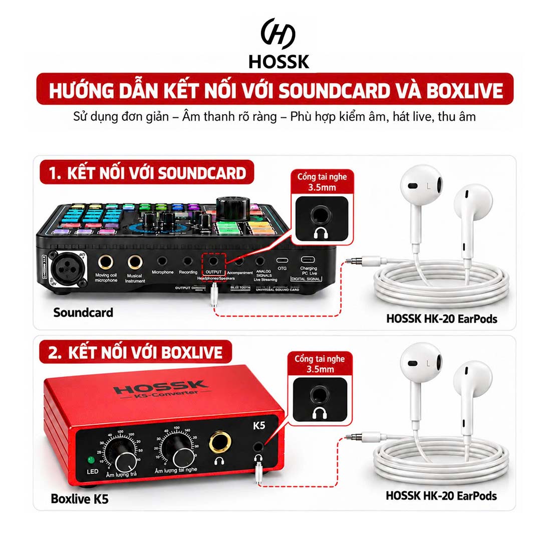 Tai Nghe Nhét Tai In Ear Hossk HK20 EarPods