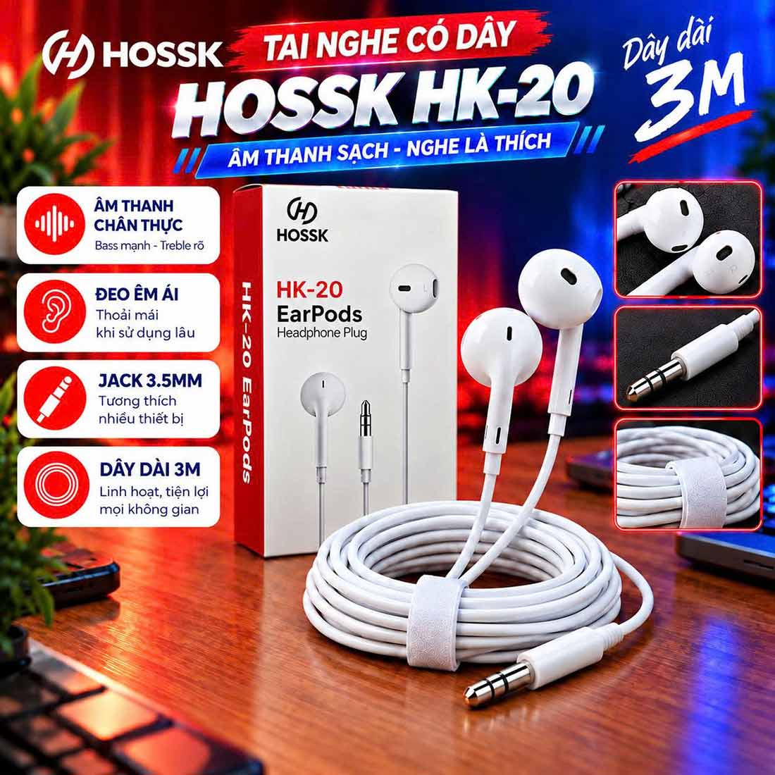 Tai Nghe Nhét Tai In Ear Hossk HK20 EarPods