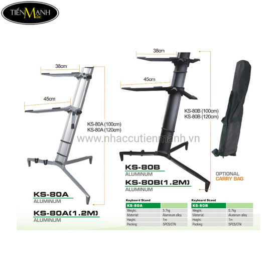 Chân Đàn Organ 2 Tầng KS80A | KS80B - (Cao 1m ; 1m2 ) Bạc/Đen - Ảnh 2