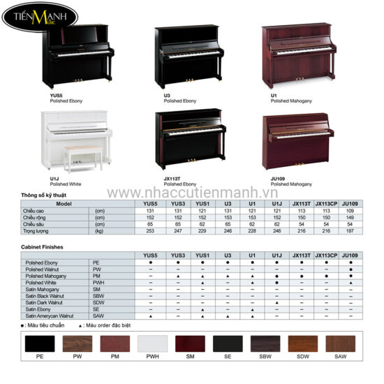 kích thước đàn piano cơ yamaha