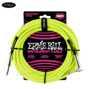 day-cap-guitar-6ly-dai-3m-ernie-ball-6080-10ft-braided-straight-to-angle-instrument-cable-neon-yellow