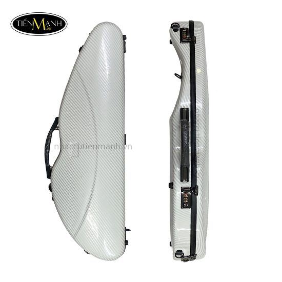 Hộp Đàn Violin Carbon Dáng Vát To Màu Trắng Caro Kẻ Chéo Xám Size 4/4