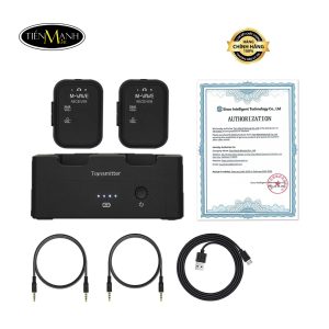 Bộ Thu Phát Audio Stereo Không Dây M-Vave WP-12 ( Kèm Hộp Sạc ), Wireless System 2.4Ghz (Cho Tai Nghe, Bàn Trộn, Thiết Bị Audio…) - 1 Phát 2 Nhận cho 2 Tai nghe
