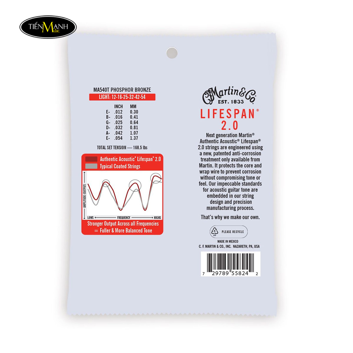 Dây Đàn Guitar Acoustic Martin MA540T ( 12-54) Light, Authentic ...