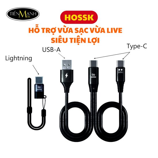 Dây livestream Hossk Hỗ trợ cổng OTG cho âm thanh stereos