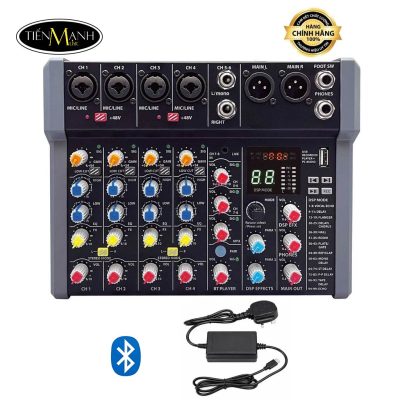 bàn trộn âm thanh mixer 6 cổng a48 mixing hát livestream karaoke đa hiệu ứng có bluetooth