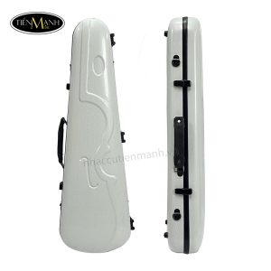 hộp đàn violin carbon tròn thường màu trắng chấm bi