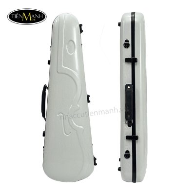 hộp đàn violin carbon tròn thường màu trắng chấm bi