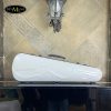 hộp đàn violin carbon tròn thường màu trắng chấm bi