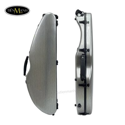 Hộp đàn Violin Carbon Dáng Vát Tròn Màu Ghi Kẻ Xước size 4/4 TMBV23