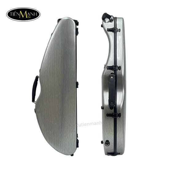 Hộp đàn Violin Carbon Dáng Vát Tròn Màu Ghi Kẻ Xước size 4/4 TMBV23