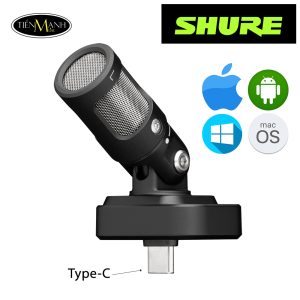 Micro Stereo USB-C Shure MV88 , Kết Nối Điện Thoại Iphone IOS Android Thu Âm