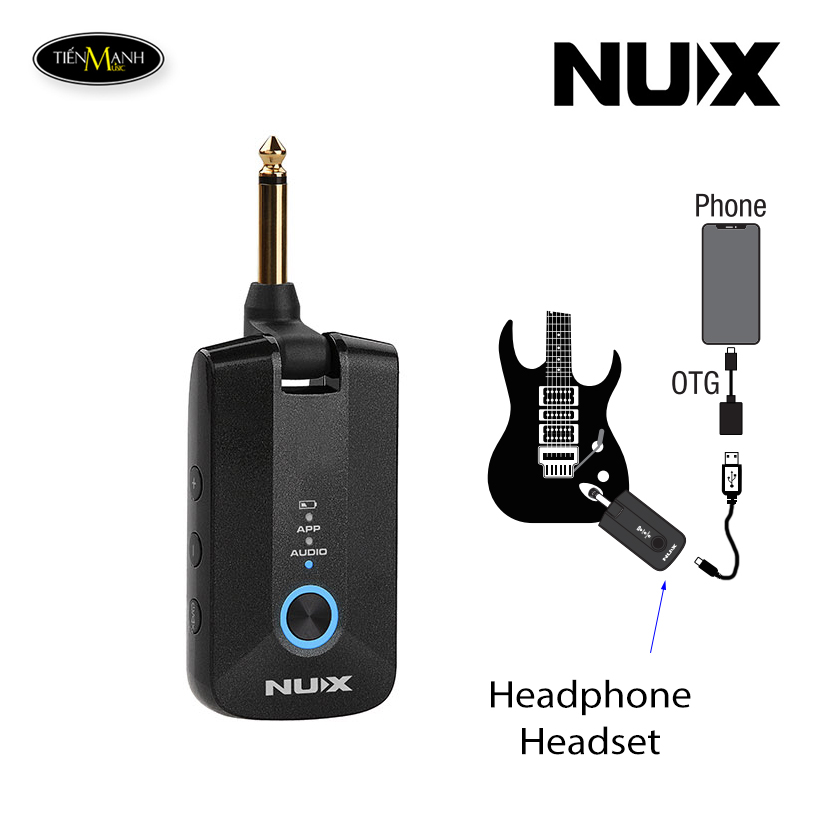 Nux Mighty Plug Pro MP3, Earphone Amplug Bluetooth Amply Cho Tai Nghe Kết Nối Guitar Electric và Bass