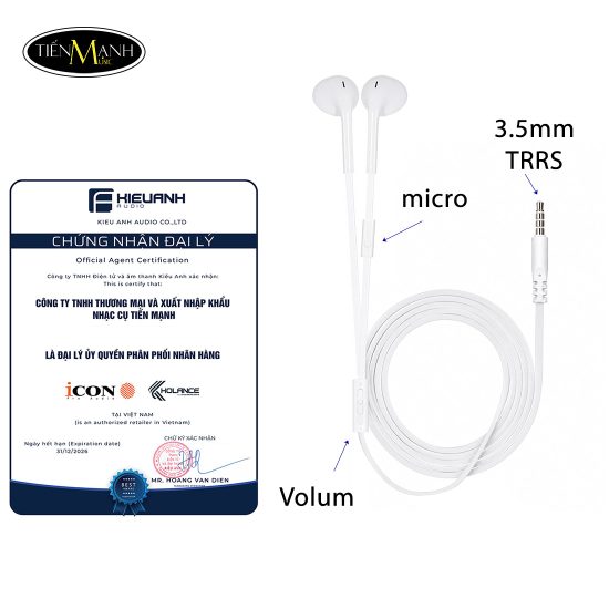 Tai Nghe Nhét Tai In Ear Super Bass Kolance HH39 Jack 3.5mm TRRS