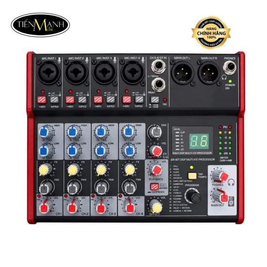 Bàn Trộn Âm Thanh Mixer 6 Cổng RK68, Mixing Hát Karaoke, Hát Livestream Nhiều Hiệu Ứng