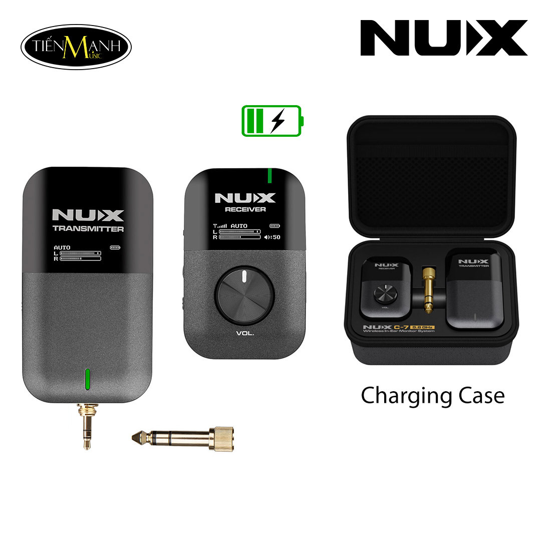 Bộ Thu Phát Không Dây Tai Nghe Nux C7 5.8Ghz, Audio Stereo Wireless In-ear Monitor System