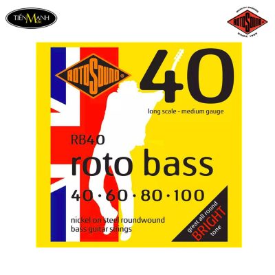 Dây Đàn Guitar Bass Rotosound RB40 ( 40-100 ) Long Scale - Medium Gauge, Roto Bass Nickel Bass Guitar Strings