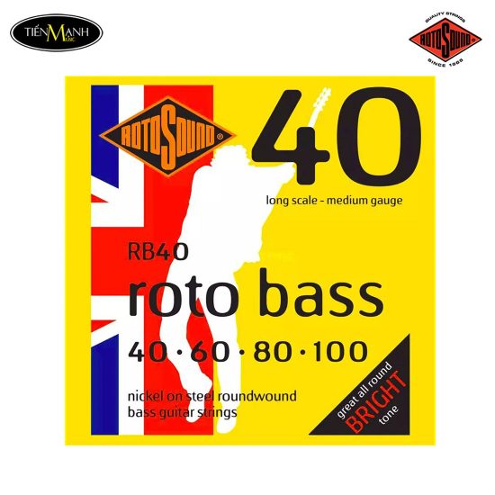 Dây Đàn Guitar Bass Rotosound RB40 ( 40-100 ) Long Scale - Medium Gauge, Roto Bass Nickel Bass Guitar Strings