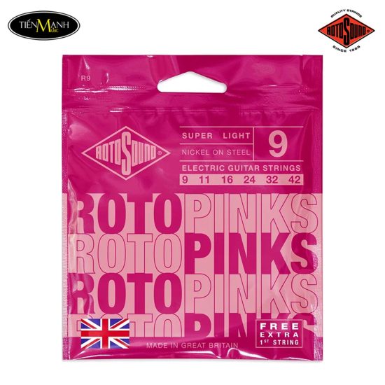 Dây Đàn Guitar Điện Rotosound R9 Roto Pinks Nickel On Steel Electric Guitar Strings, 9-42 Super Light