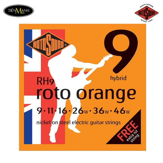 Dây Đàn Guitar Điện Rotosound RH9 ( 9-46 ) Hybrid, Roto Orange Nickel On Steel Electric Guitar Strings