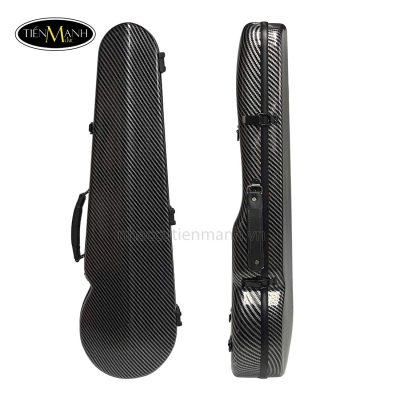 Hộp Đàn Violin Carbon Tròn Thường Màu Đen Kẻ Caro Chéo Xám Size 4/4 TMBV20